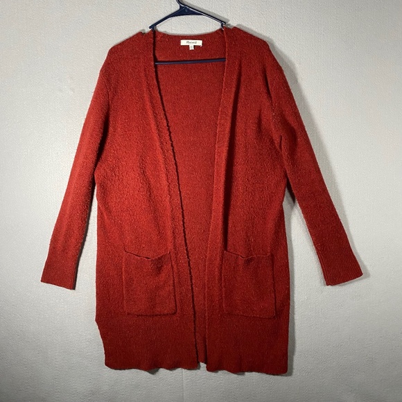 Madewell Cozy Cardigan Sweater Merino Alpaca Wool Pockets Red Womens XXS - Picture 1 of 11